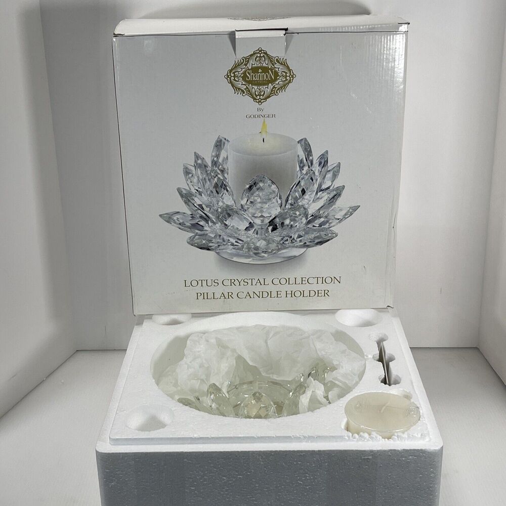 Shannon Crystal By Godinger Lotus Crystal Collection New Open Box